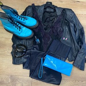 Dr. Martens 1460 patent leather teal boots Sz 8